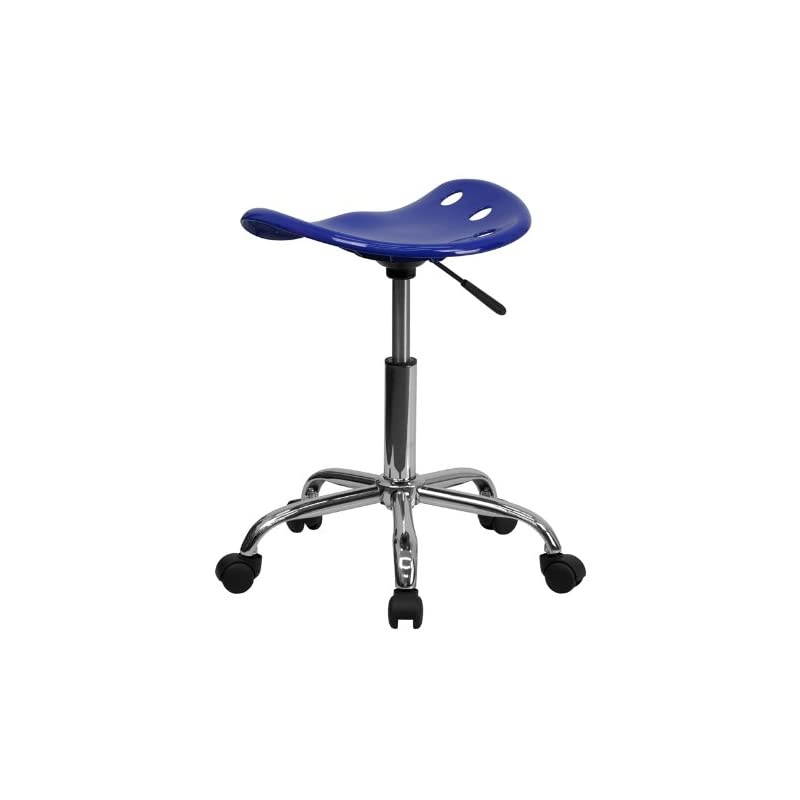 Vibrant Nautical Blue Tractor Seat and Chrome Stool