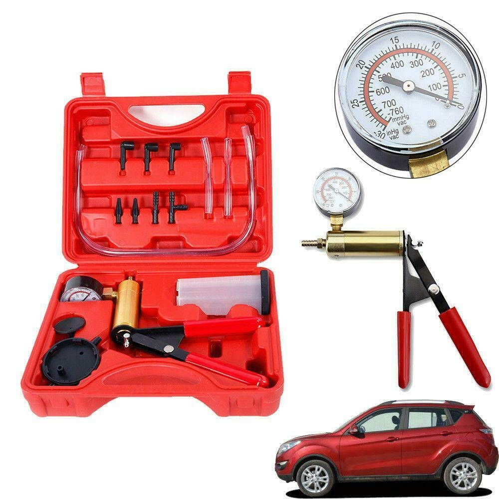 Hand Held Vacuum Pressure Pump Tester Set Brake Fluid Bleeder Bleeding Kit + Box