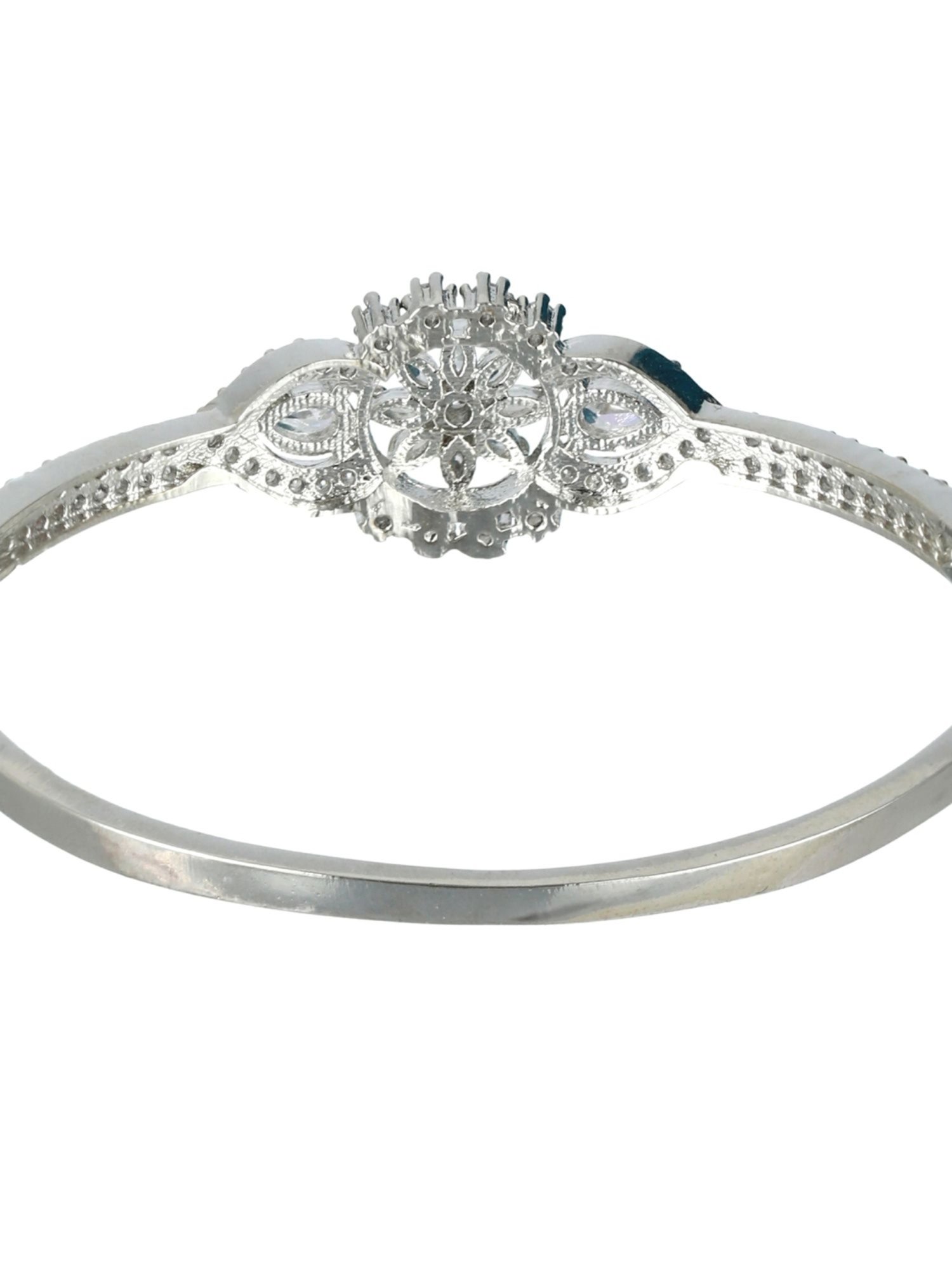 Aatmana Handcrafted Silver-Plated Floral Shaped Bangle Style Bracelet