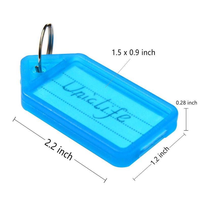 Uniclife 20 PCS Key ID Label Tags Color Keyring Holder Tags with Label Window, Assorted Colors