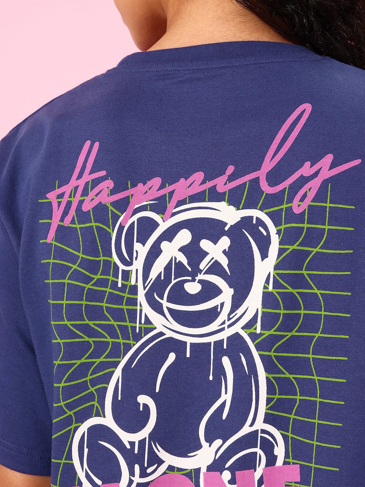 Dillinger Navy Cotton Graphic Print Oversized T-Shirt