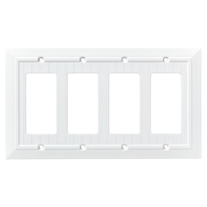Franklin Brass Classic Beadboard Quad Decorator Wall Plate White