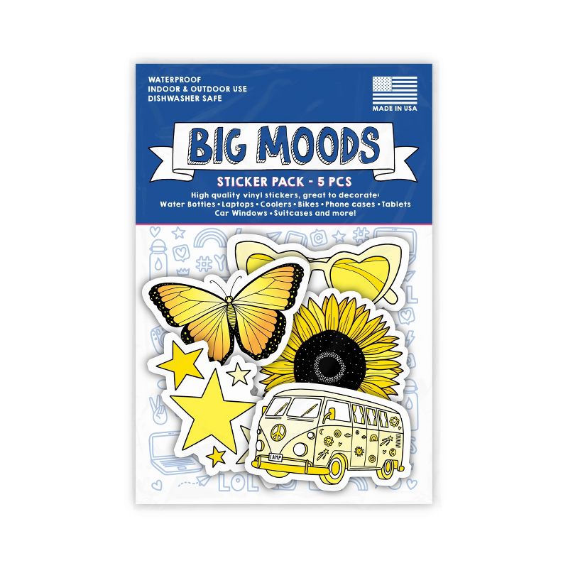 Big Moods Aesthetic Sticker Pack 5pc - Yellow