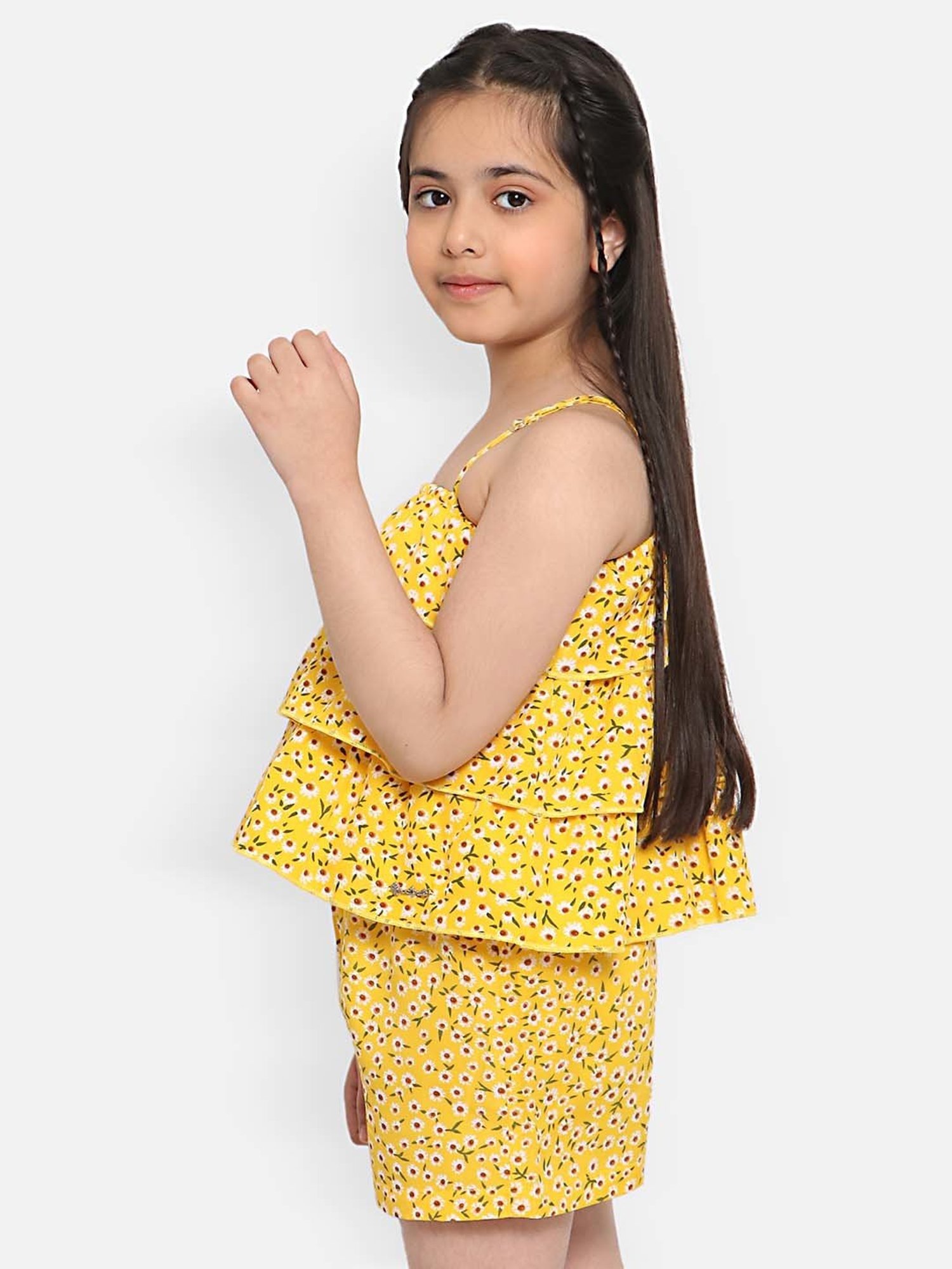 Nauti Nati Kids Yellow Floral Print Top with Shorts