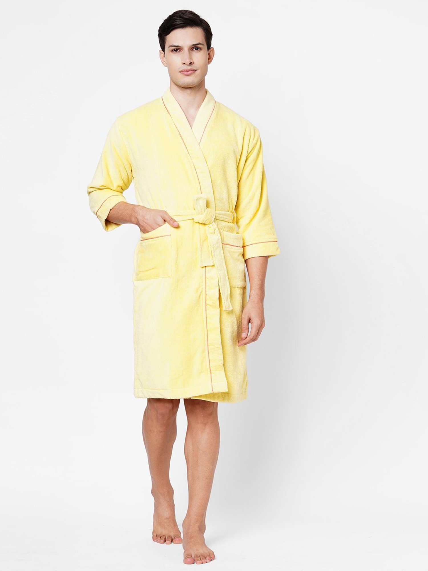 Spaces Exotica Solid Yellow Cotton Bathrobes