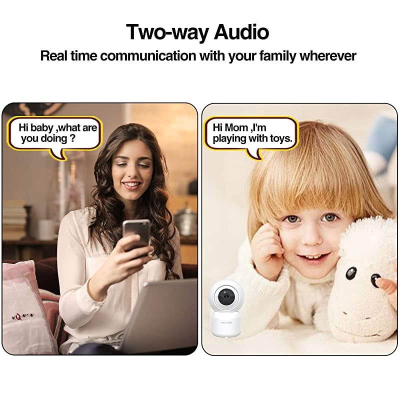 Home Security Camera Wireless  Smart WiFi Camera Indoor 1080P for Pet Nanny Baby Monitor with PanTiltZoom Night Vision Motion Detection 2 Way Audio 24G WiFi
