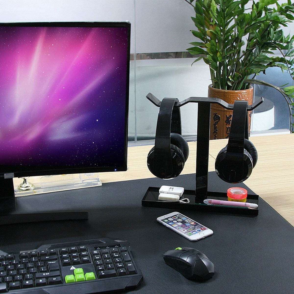 OLEN Headphone Hanger, Headphone Stand, Headset Stand (Black)