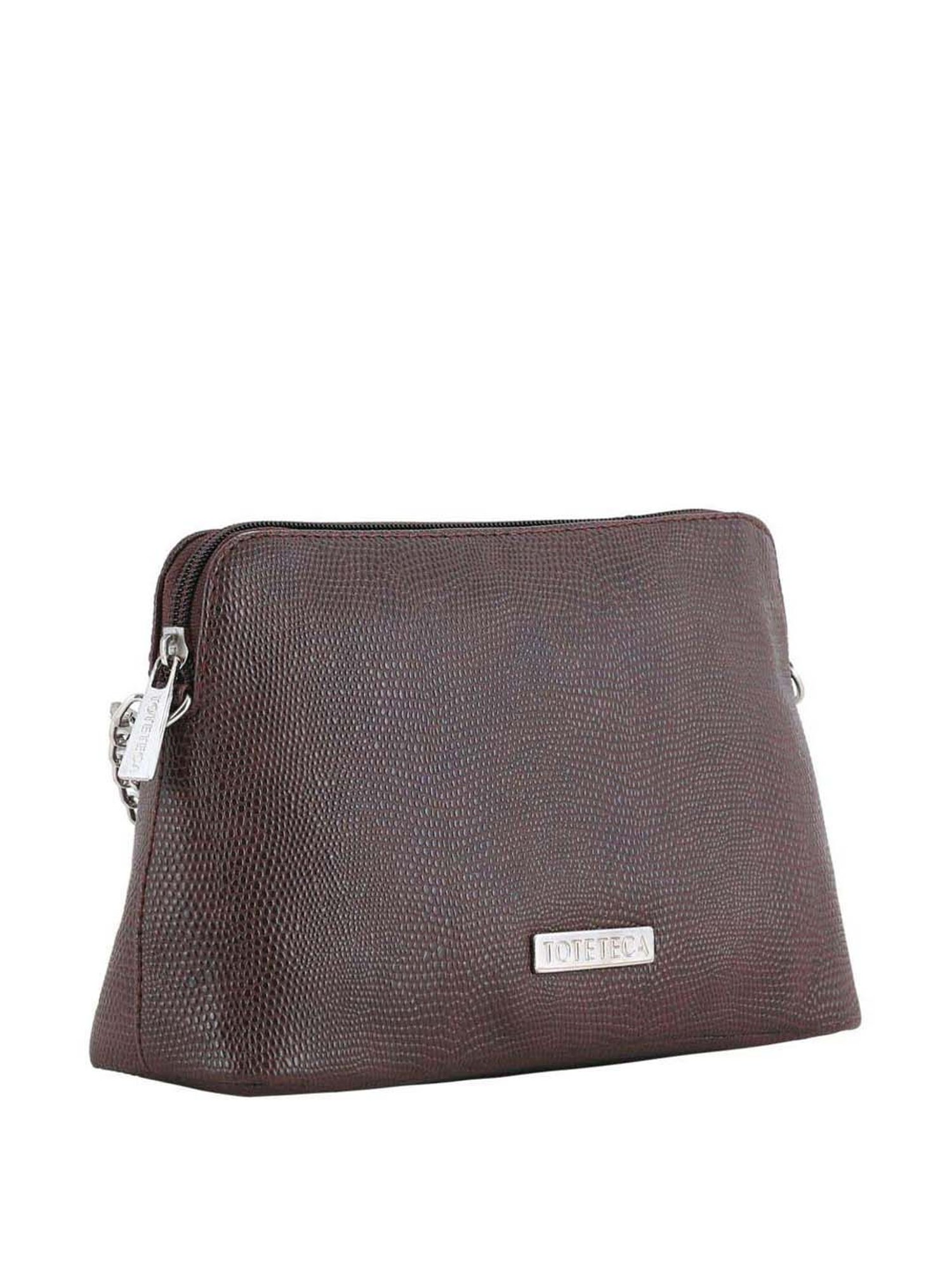 Toteteca Brown Textured Medium Sling Handbag