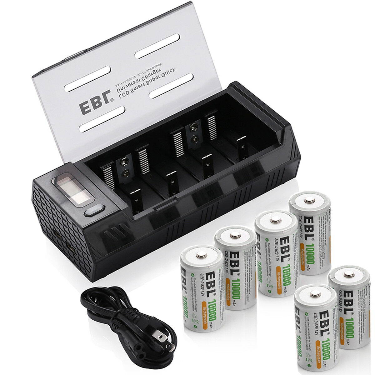 Lot   1.2v C D Size Cell 5000mAh 10000mAh NiMH Rechargeable Batteries /Charger