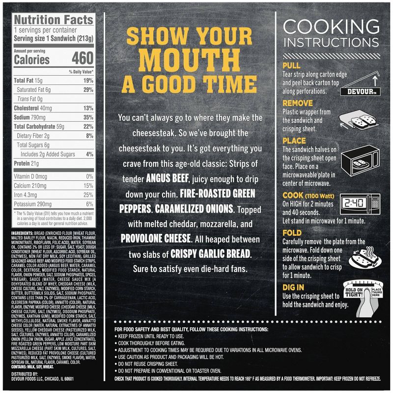 Devour Frozen Philly Cheesesteak Grilled Cheese - 7.51oz