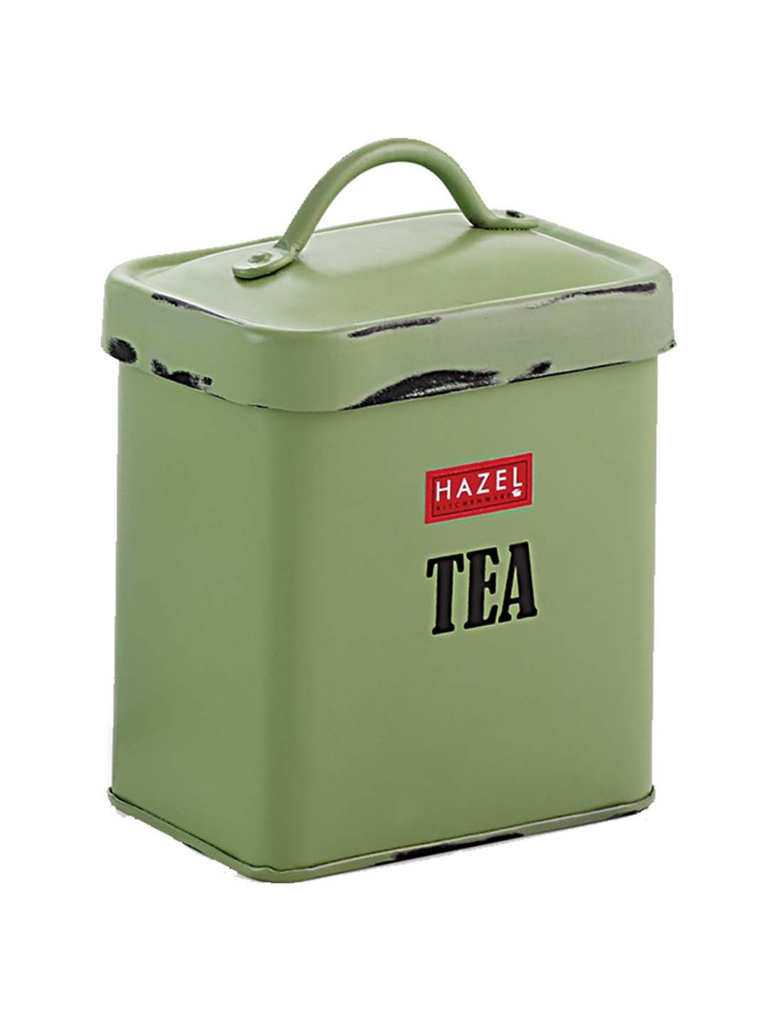 HAZEL Green Galvanized Metal Storage Jar with Lid (1150 ml) - Set of 1