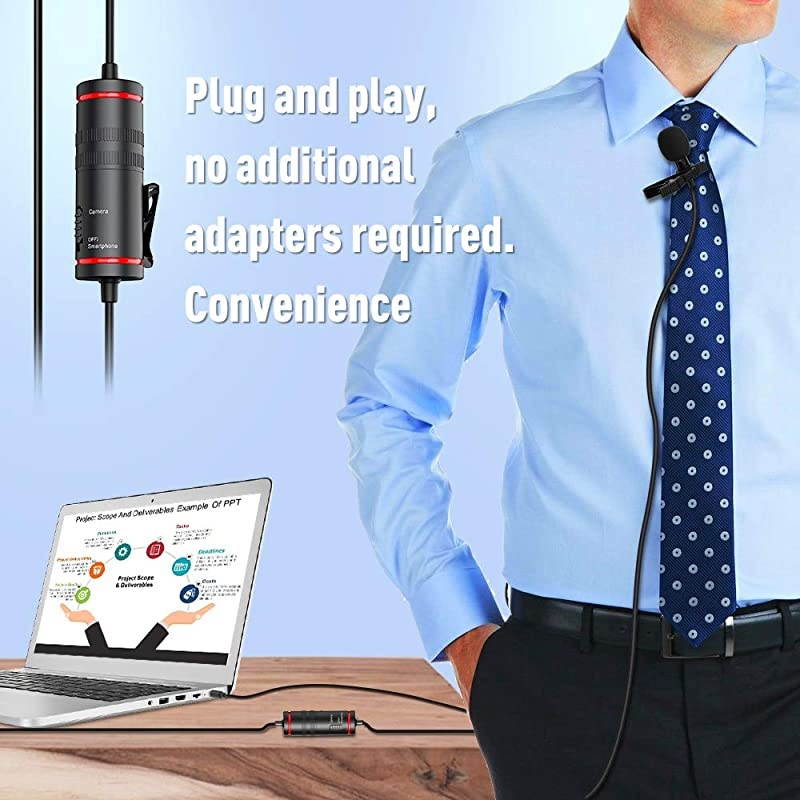 Lavalier Microphone for iPhone/Camera/PC/Android, 312" Professional Lapel Microphone for Recording YouTube/Interview/Video Conferencing/DSLR/Camcorder