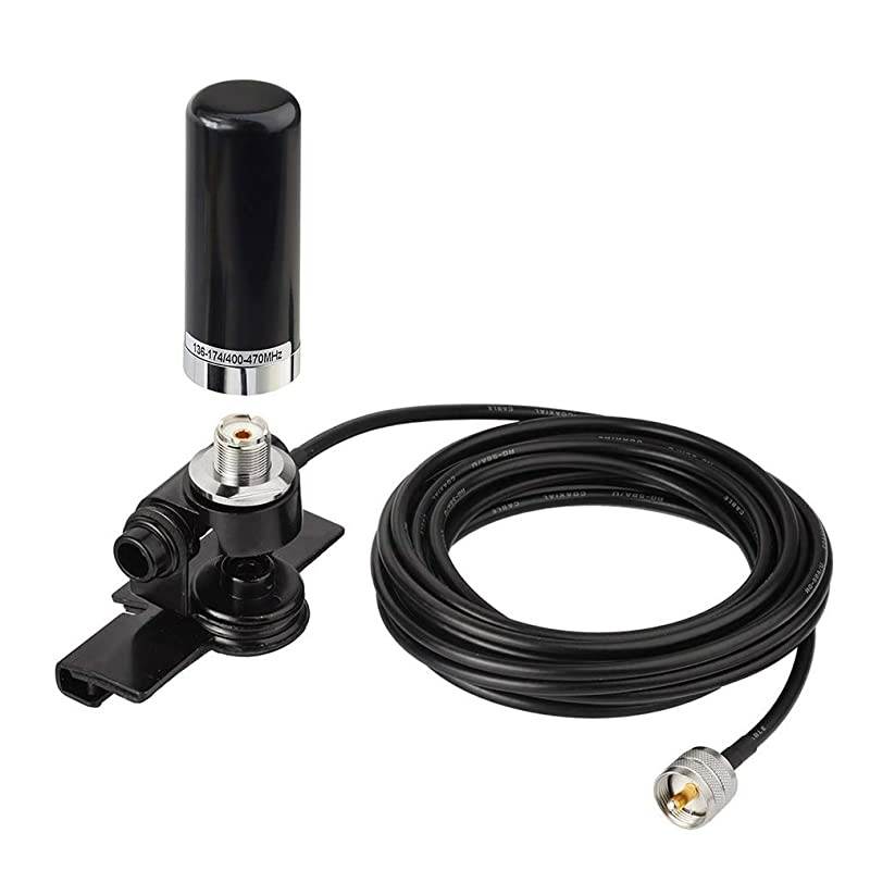 Vehicle Ham Radio Mobile Radio Antenna VHF UHF 136174MHz 400470MHz Car Truck Amateur Radio Two Way Radio Low Profile Antenna with Lip Mount Fixed Bracket PL259 Male 5m 165 feet RG58 Cable