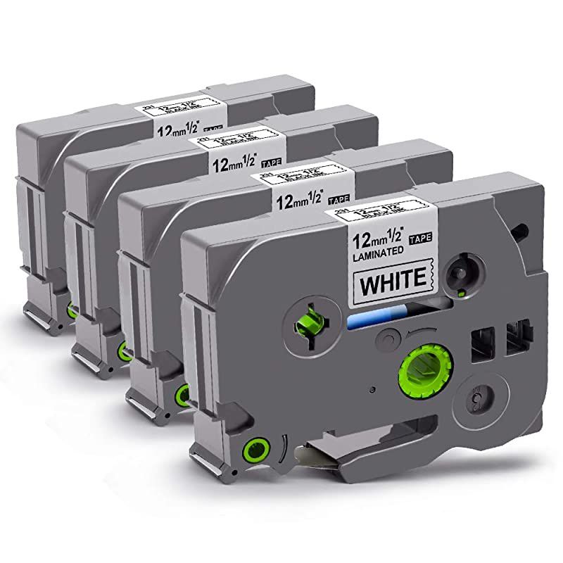 Compatible Label Tape Replacement for Brother TZe231 12mm 047 Laminated White Compatible with Ptouch PTH110 D210 PT1290 PTD600 PTP700 PTD450 Label Maker 262 feet 4 Pack