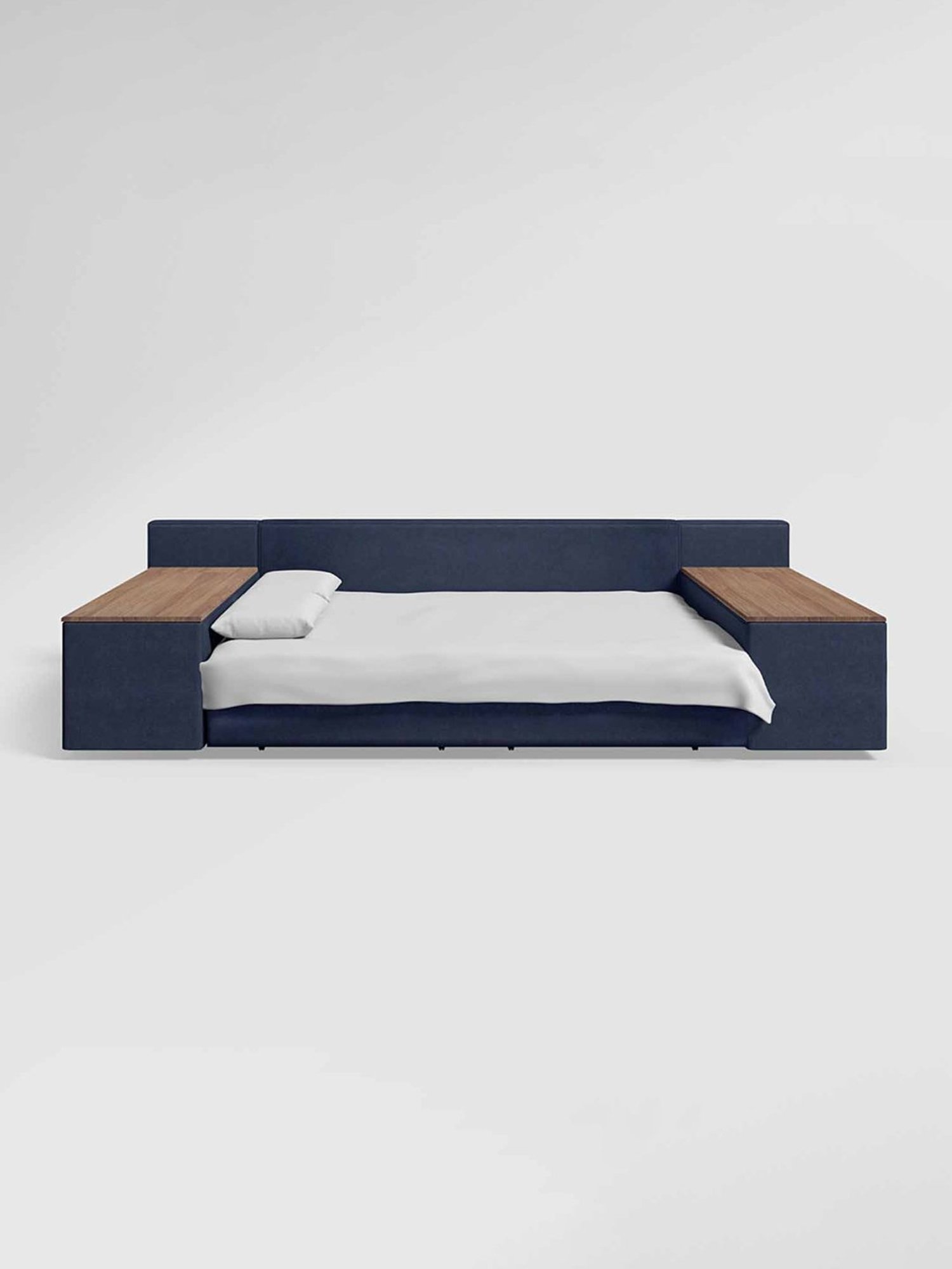 Godrej Interio Attix Quilted Dark Blue Fabric 3 Seater Sofa Cum Bed with Storage