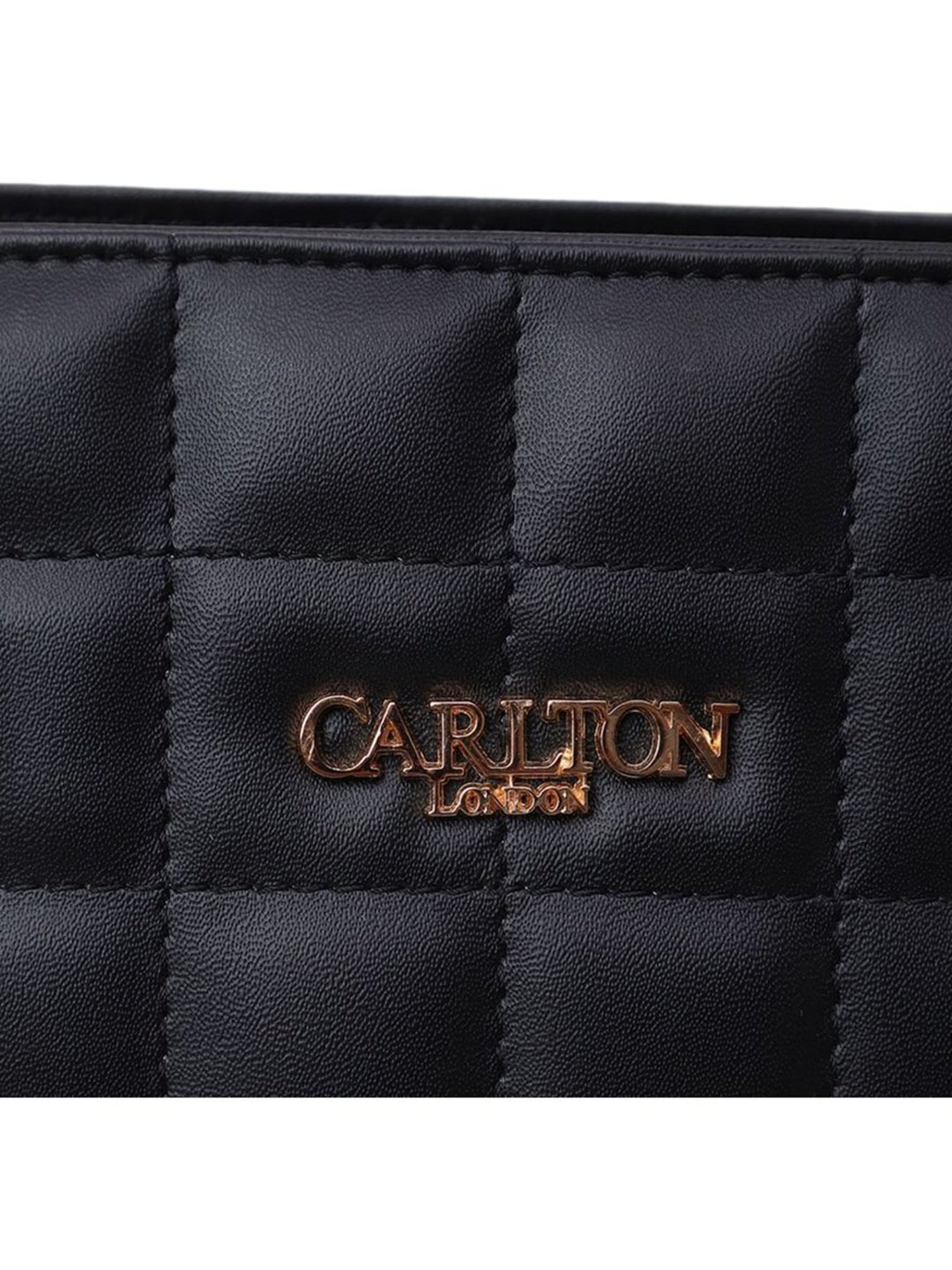 Carlton London Black Textured Medium Tote Handbag