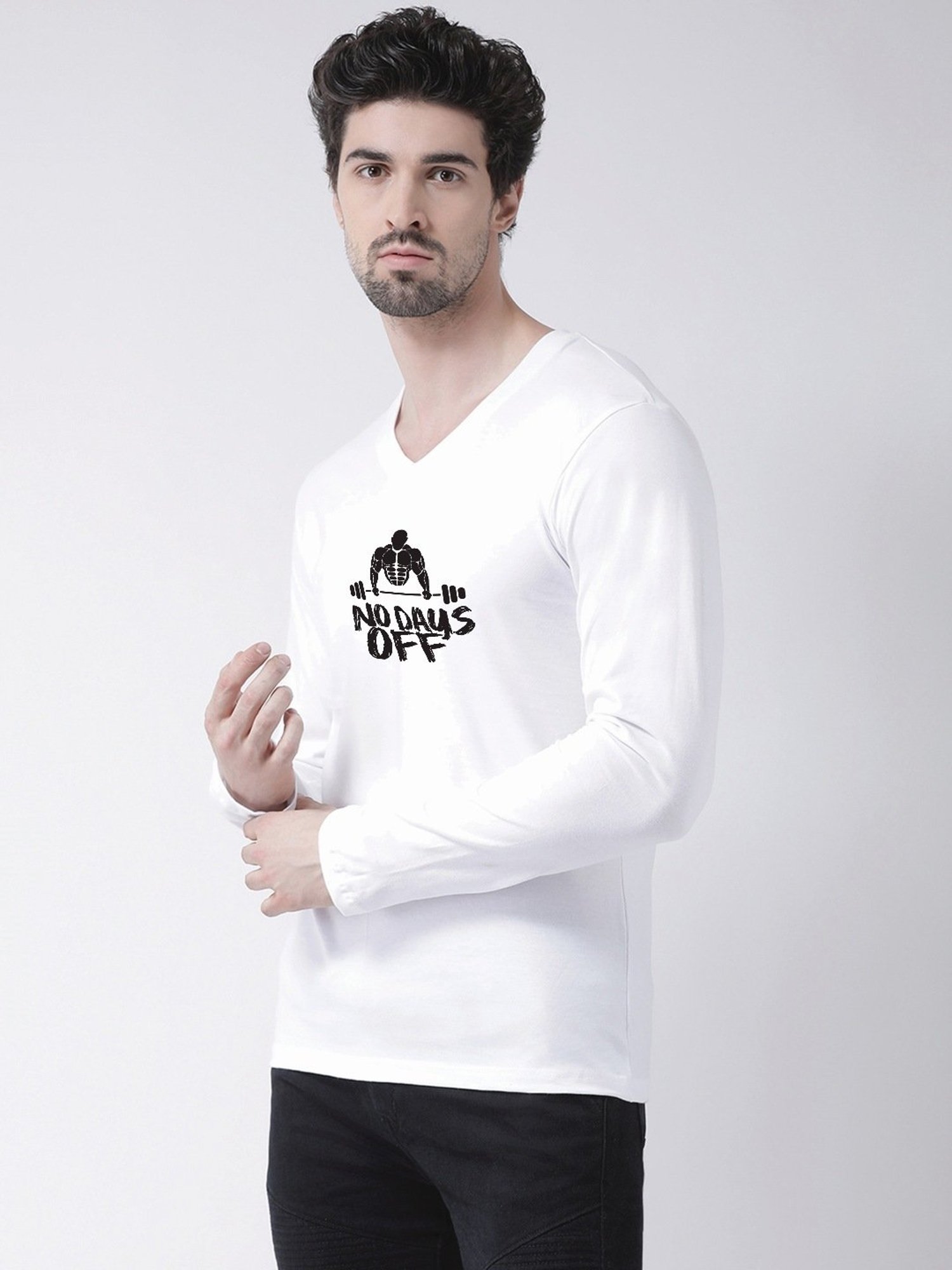Friskers White Cotton Slim Fit Printed T-Shirt