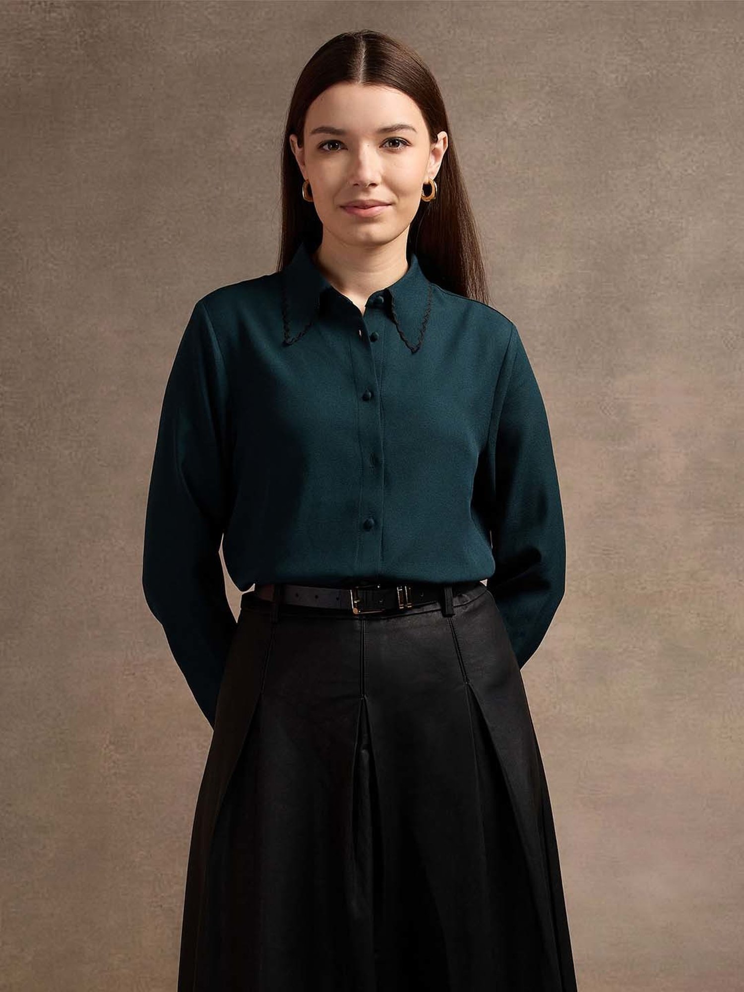 Annabelle by Pantaloons Black Polka Dots Shirt