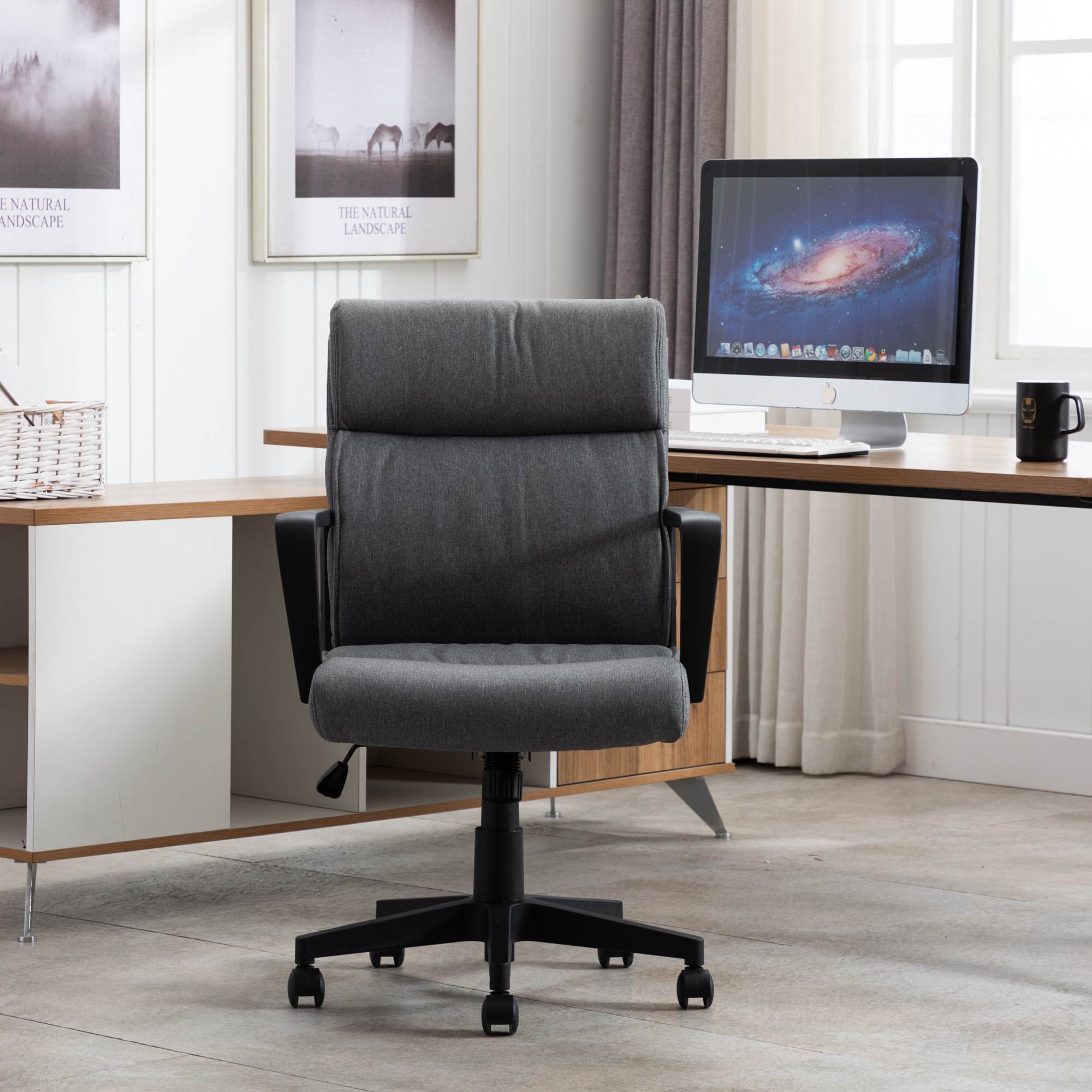 Task chair wheels, Upholstered Home Office Desk Modern Swivel Accent Chair