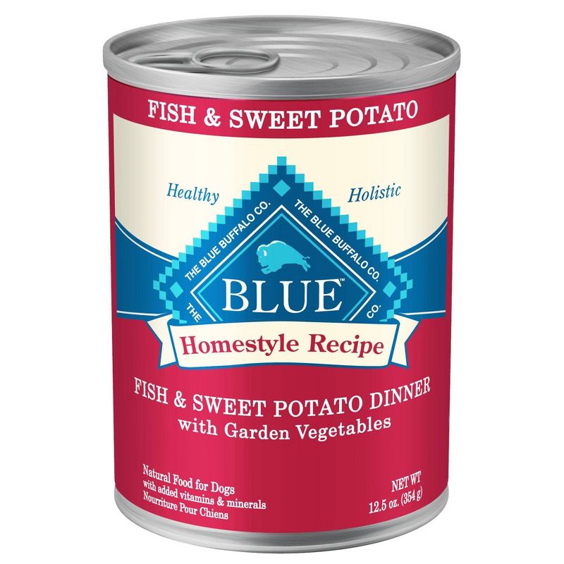 Blue Buffalo Homestyle Recipe Fish & Sweet Potato Dinner with Garden Vegetables Wet Dog Food - 12.5oz/12ct Pack
