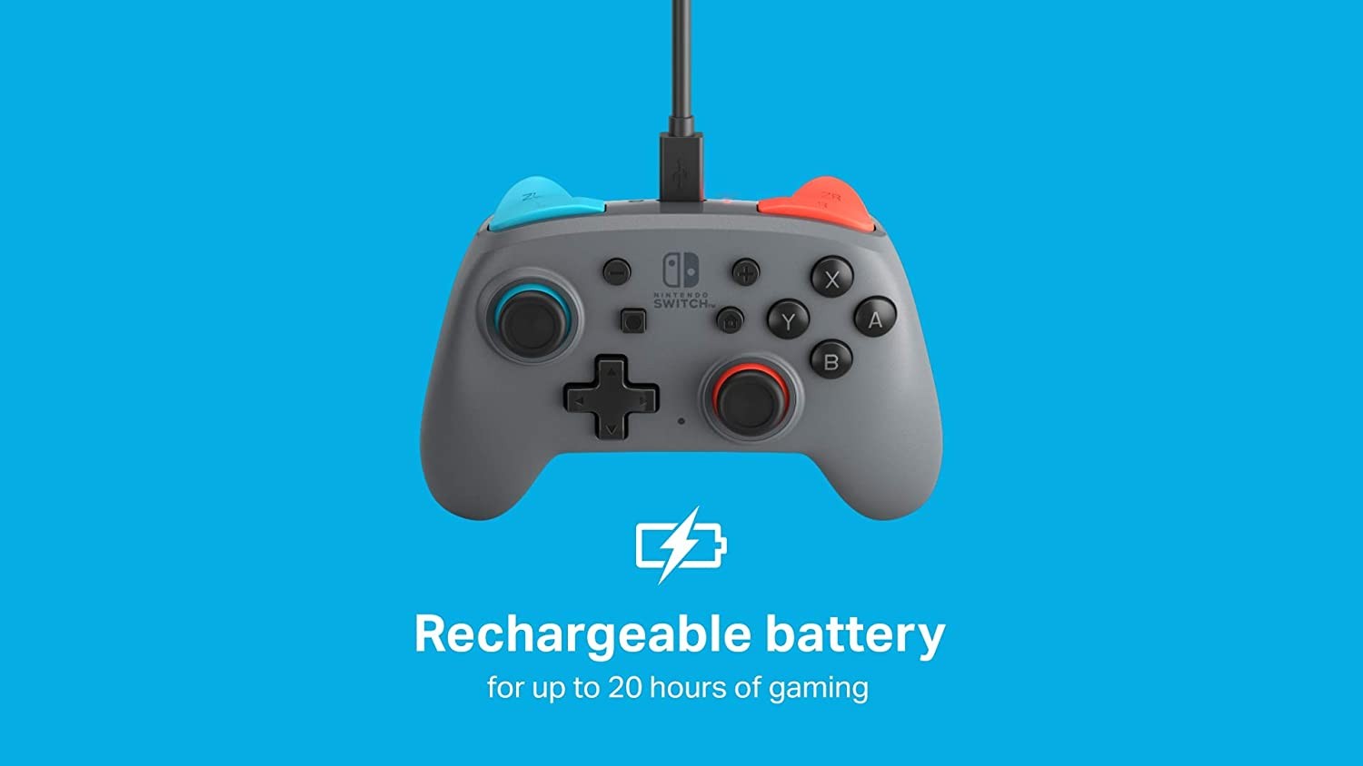 Wireless Controller for Nintendo Switch - Grey-Neon, Works with Nintendo Switch Lite, Bluetooth Controller, Gamepad, Compact, Smaller, Rechargeable, Portable - Nintendo Switch