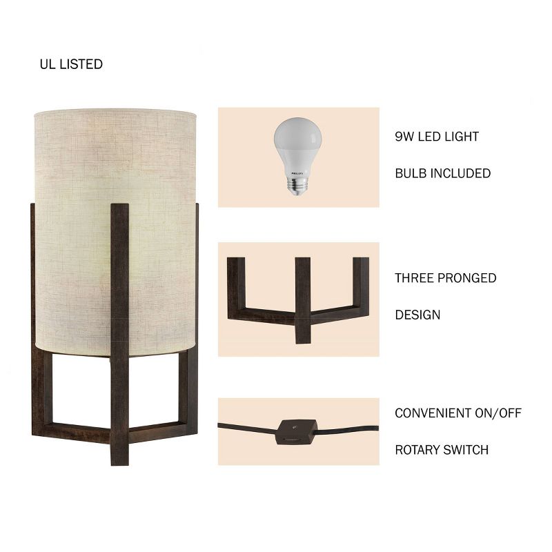 Cylinder Lamp with Column Wood Base (Includes LED Light Bulb)