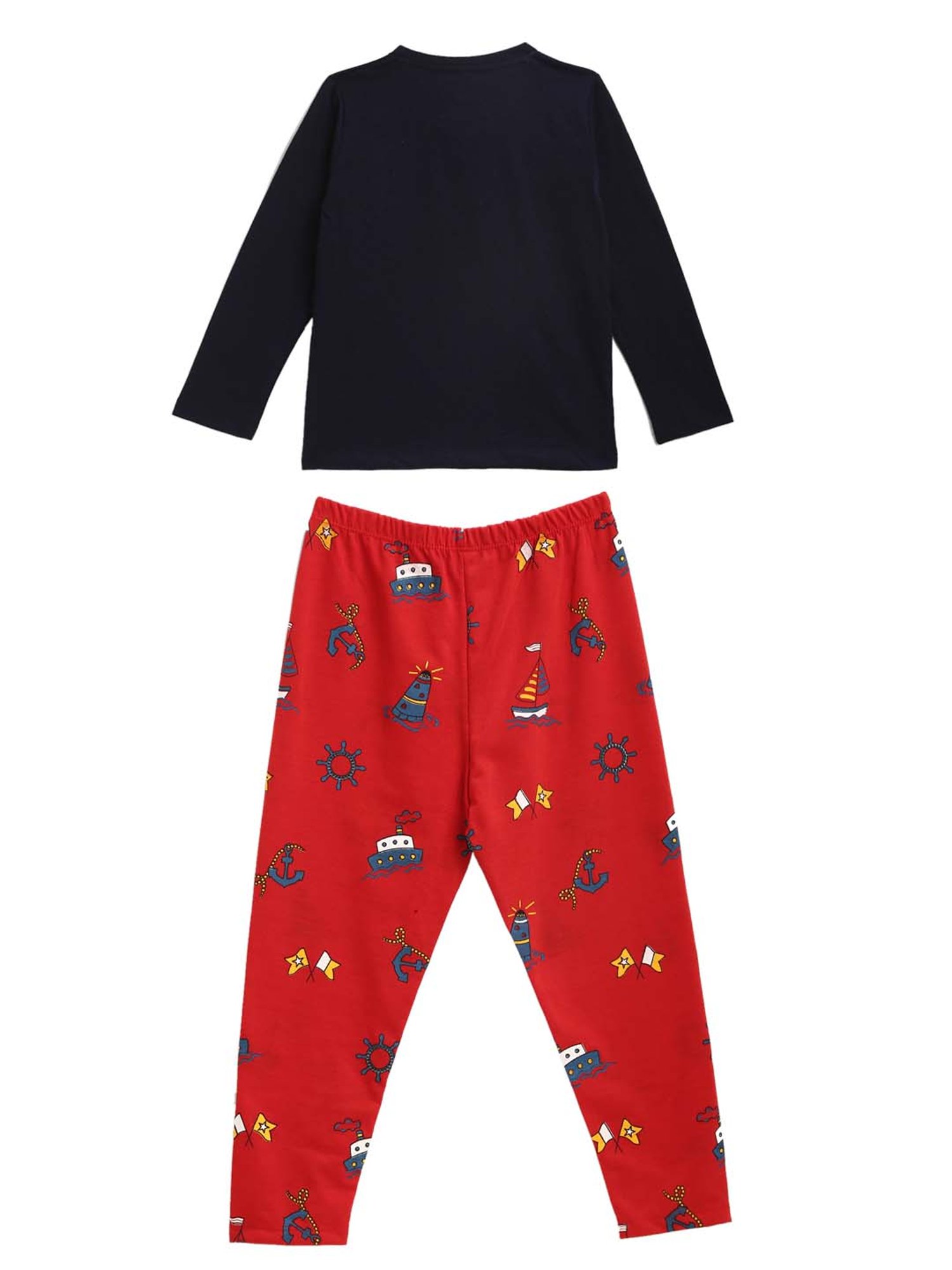 Kids Craft Navy & Red Printed T-Shirt with Pyjamas