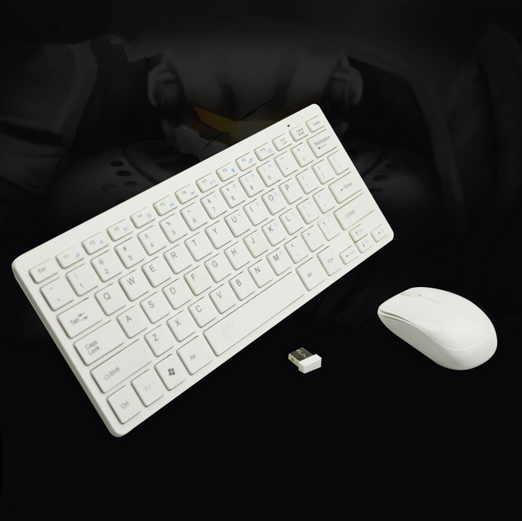Ultra Slim Thin Design White Black 2.4GHz Wireless Keyboard Mouse for Home Office PC Laptop Desktop Computer Keyboard Set