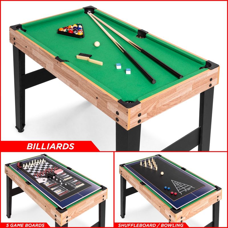 Best Choice Products 2x4ft 10-in-1 Combo Game Table Set w/ Pool, Foosball, Ping Pong, Hockey, Bowling, Chess, and More