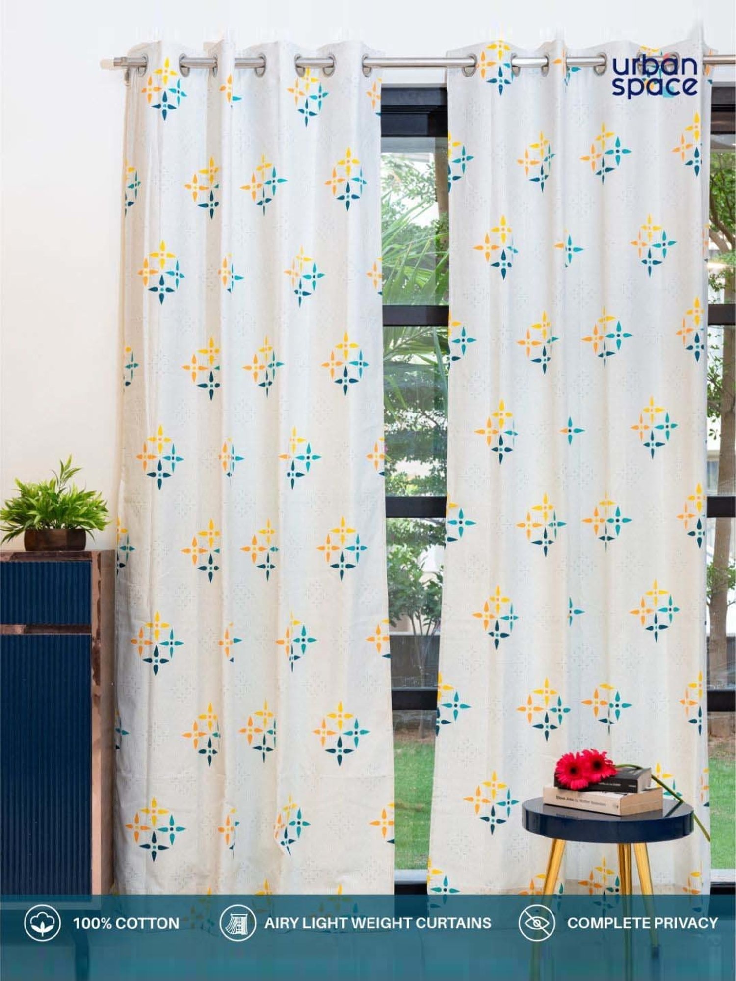 Swayam Brown Paisley J&B Blackout Eyelet Door Curtain - Single Piece (7 Ft)