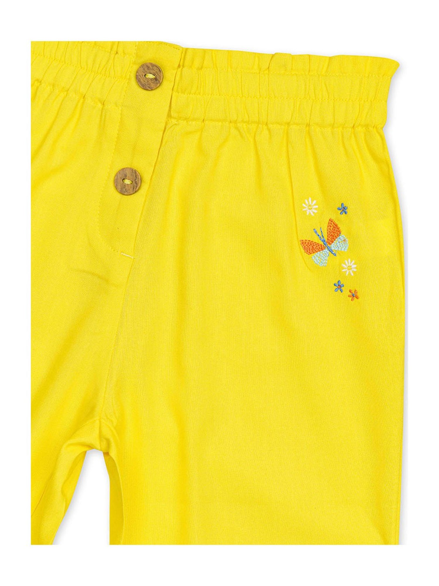 H by Hamleys Girls Yellow Solid Trousers