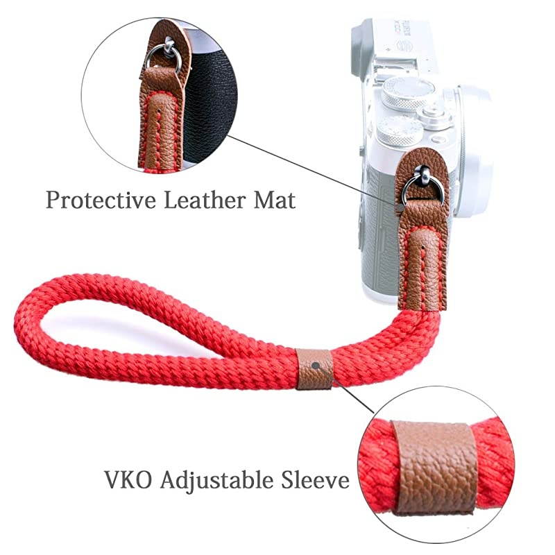 Red Cotton Camera Hand Wrist Strap Compatible with Fujifilm XT30 XT3 XT20 XT2 X70 XPro2 XE3 X30 XQ2 X100F X100T A6400 A6000 A6300 A6500 A6100 RXIR II RX10 Cameras Adjustable Safety Strap