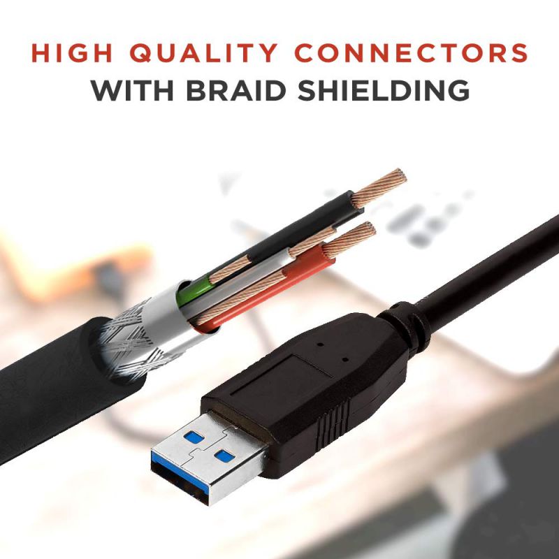 Buyer's Point SuperSpeed USB 3.0 (USB to USB Cable Male to Male) Type A/Type A Cable Cord for Data Transfer Hard Drive Enclosures, Printers, Modems, Cameras, Flash Drives, Thumb (6ft) Pack of 2 Black