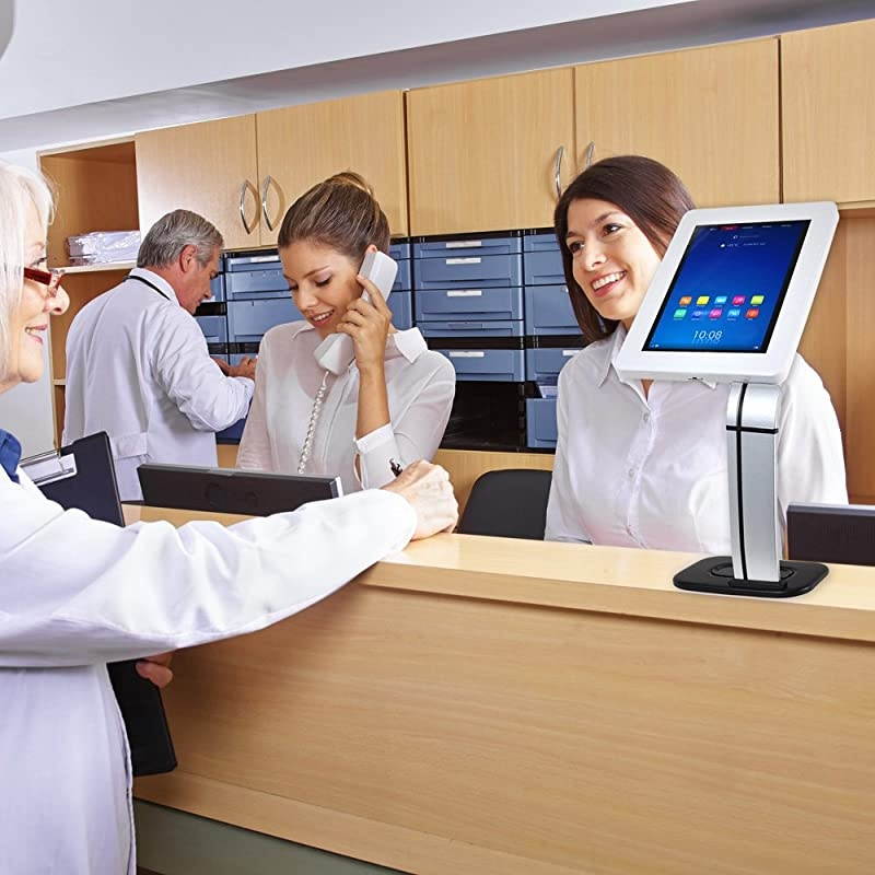 Anti-Theft Tablet Security Stand Kiosk - Desktop Desk Table Mount Tablet Case Holder w/ Lock, Adjustable Clamp Arm, Internal Cable Routing, For iPad 2, 3, 4, Samsung, Android Tablets -  PSPADLK14