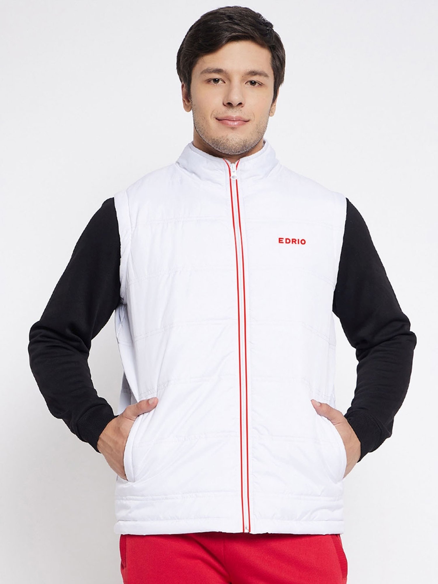 EDRIO White Relaxed Fit Quilted Jacket
