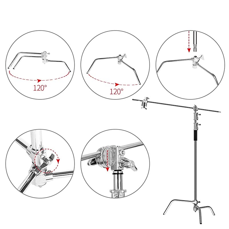 Photo Studio Heavy C Stand Support Metal Adjustable Reflector Stand with Holding Arm for Photography Studio Video Reflector and Monolight