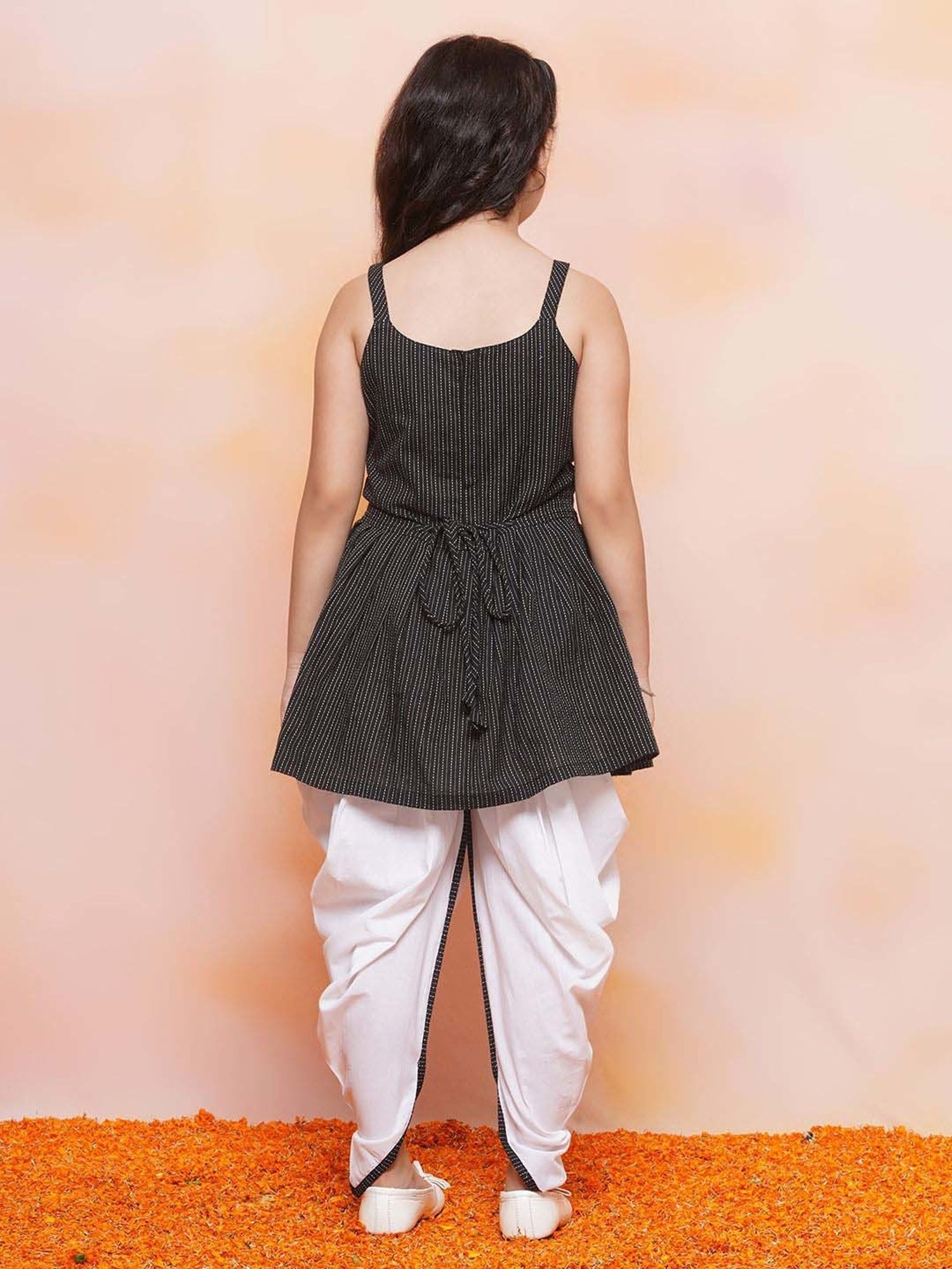 VASTRAMAY Kids Blue & White Cotton Over Dyed Kurta Set