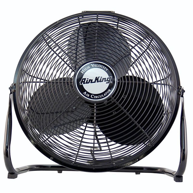 Air King 12 Inch 1/25 Horsepower 3-Speed Indoor Industrial and Commercial Open Motor Pivoting Warehouse Garage Steel Floor Fan, Black