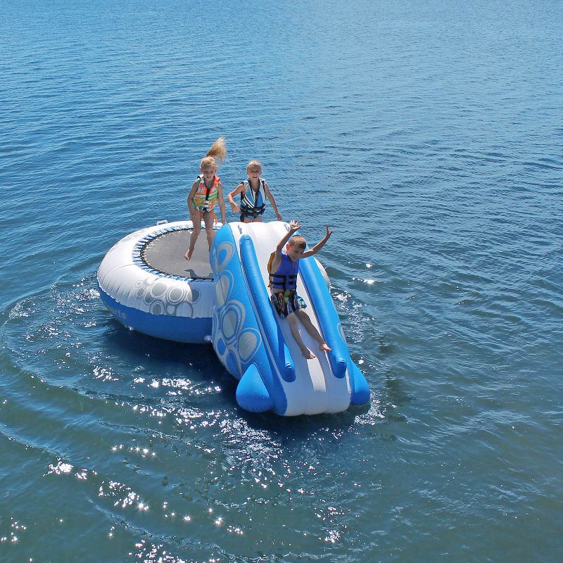 Costway 14 Ft Multicolored Trampoline Recreational Exercise w/ Safety Net Ladder