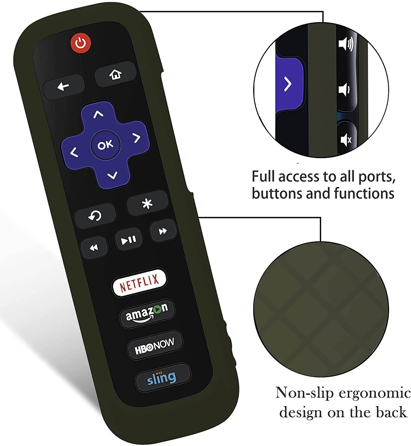Remote Case for Roku, Battery Cover for TCL Roku Smart TV Steaming Stick Remote, Roku TV Remote Cover Silicone Protective Controller Universal Sleeve Skin Black