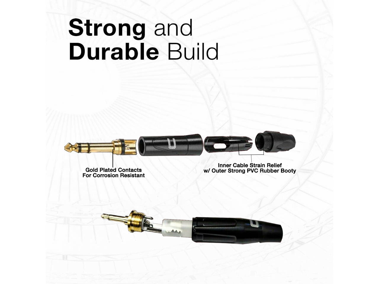 1/4" TRS Male to 3.5mm TS Unbalanced Cable - Custom Length, Color Mono Connector