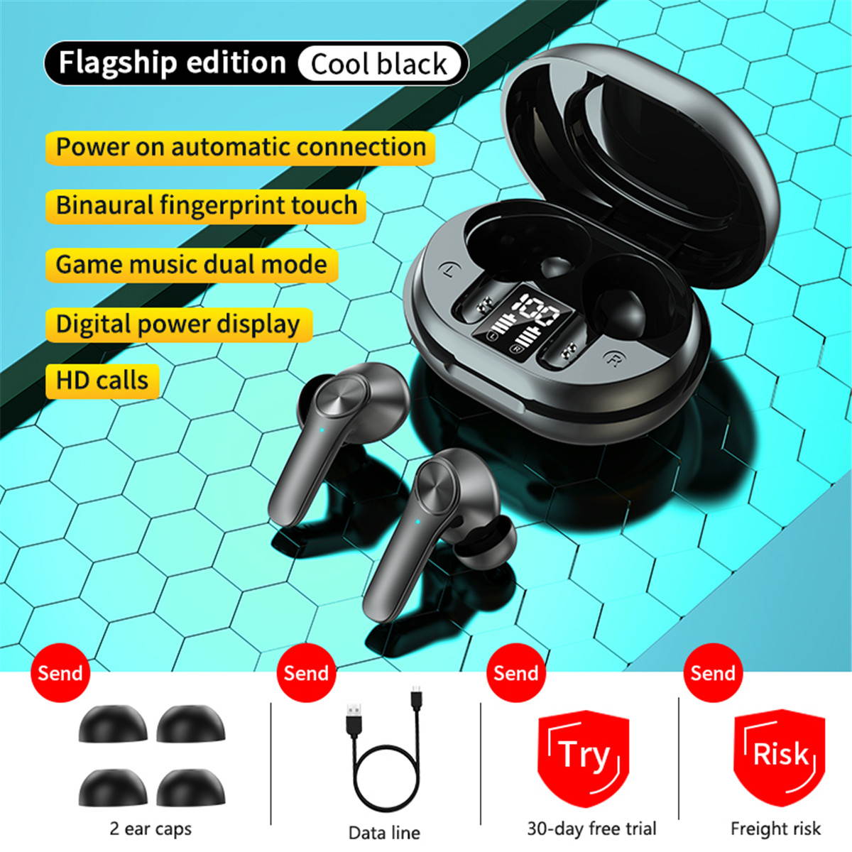 Wireless Earbuds,True TWS Bluetooth 5.0 Headphones In-Ear Built-in Mic Earphones,Low Latency Game &Music Dual Mode,Touch ControlStereo Headset