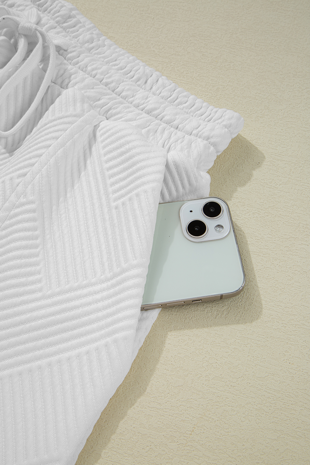 Skobeloff Textured Ruffle Split Top and Drawstring Shorts Set