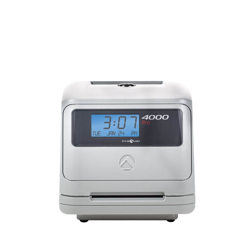 Pyramid Time Systems 4000PROK Pro Auto Totaling Time Clock Bundle with 125 Time Cards, 1 extra Ribbon, 1 Time Card Rack, 2 Keys, Handles up to 50 Employees, Accurate & Error Free Payroll Time Tracking