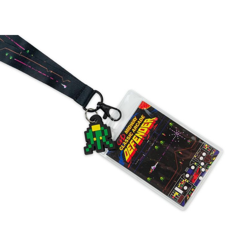 Crowded Coop, LLC Midway Arcade Games Lanyard w/ ID Holder & Charm - Defender
