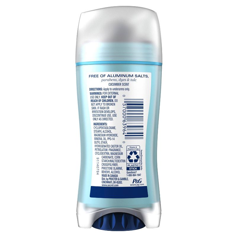 Secret Aluminum Free Deodorant Cucumber - 2.4oz