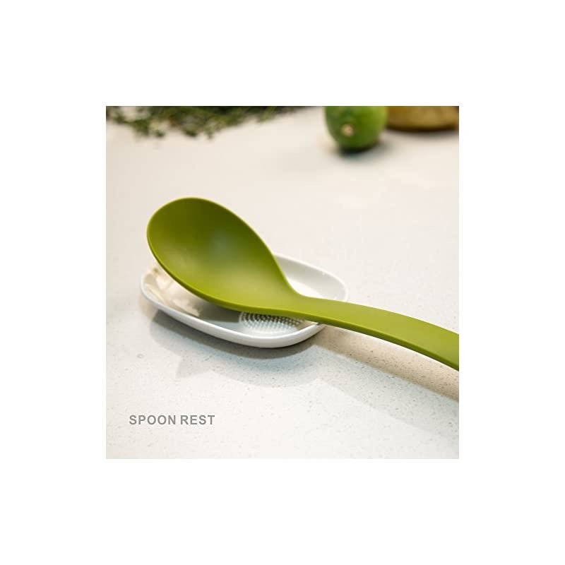 Rest with Silicone Anti-slip Pad, 18/8 Stainless Steel, Extra Large Resting Area for Stable Holding, Dishwasher Safe, Heavy Duty Holder for Kitchen, Spatula, Brush and Cooking Utensils - 1 Pack