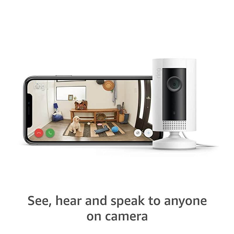 Indoor Cam Compact PlugIn HD security camera with twoway talk White Works with Alexa 2Pack