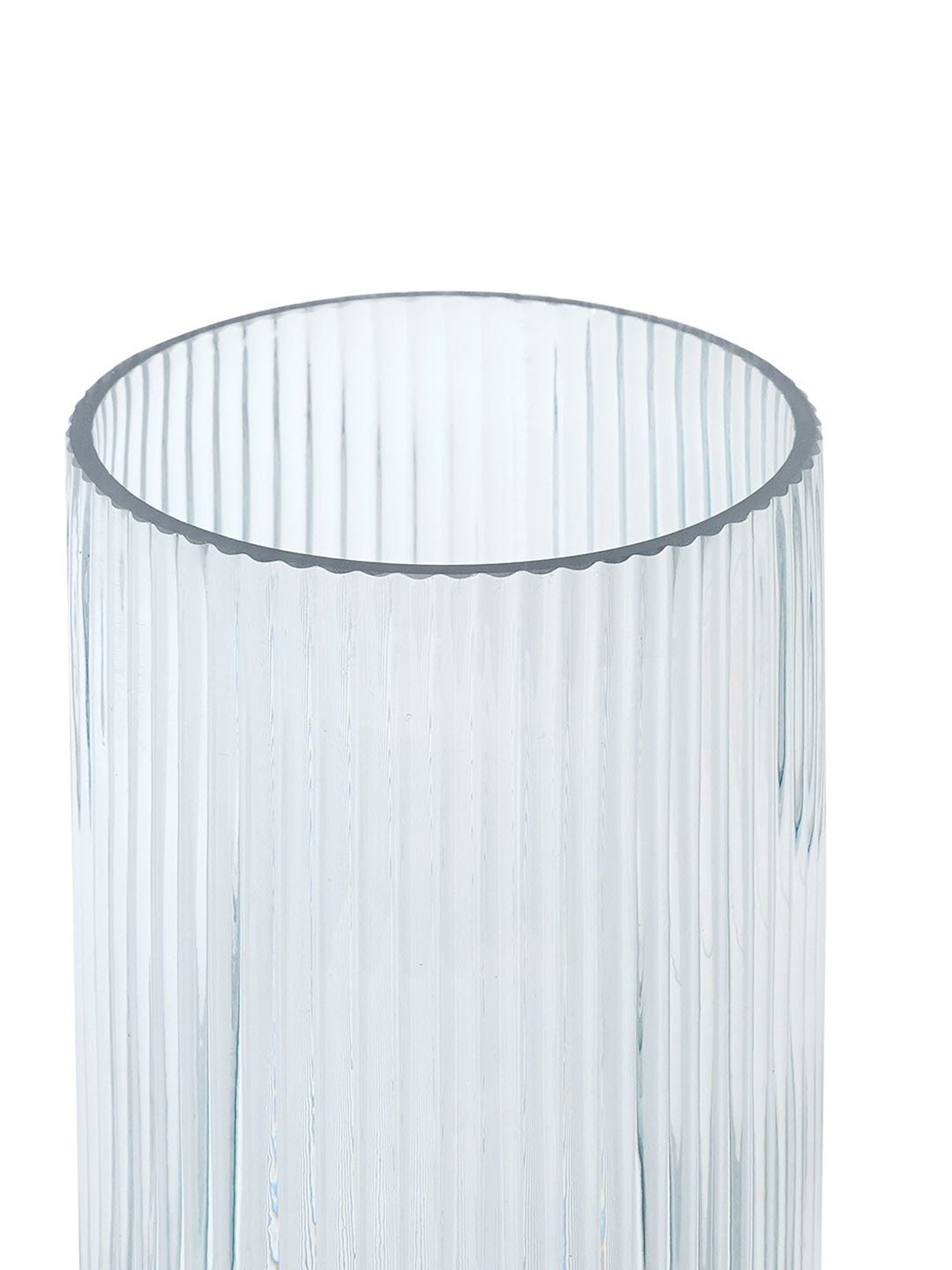 Pure Home and Living Blue Glass Ribbed Straight Vase