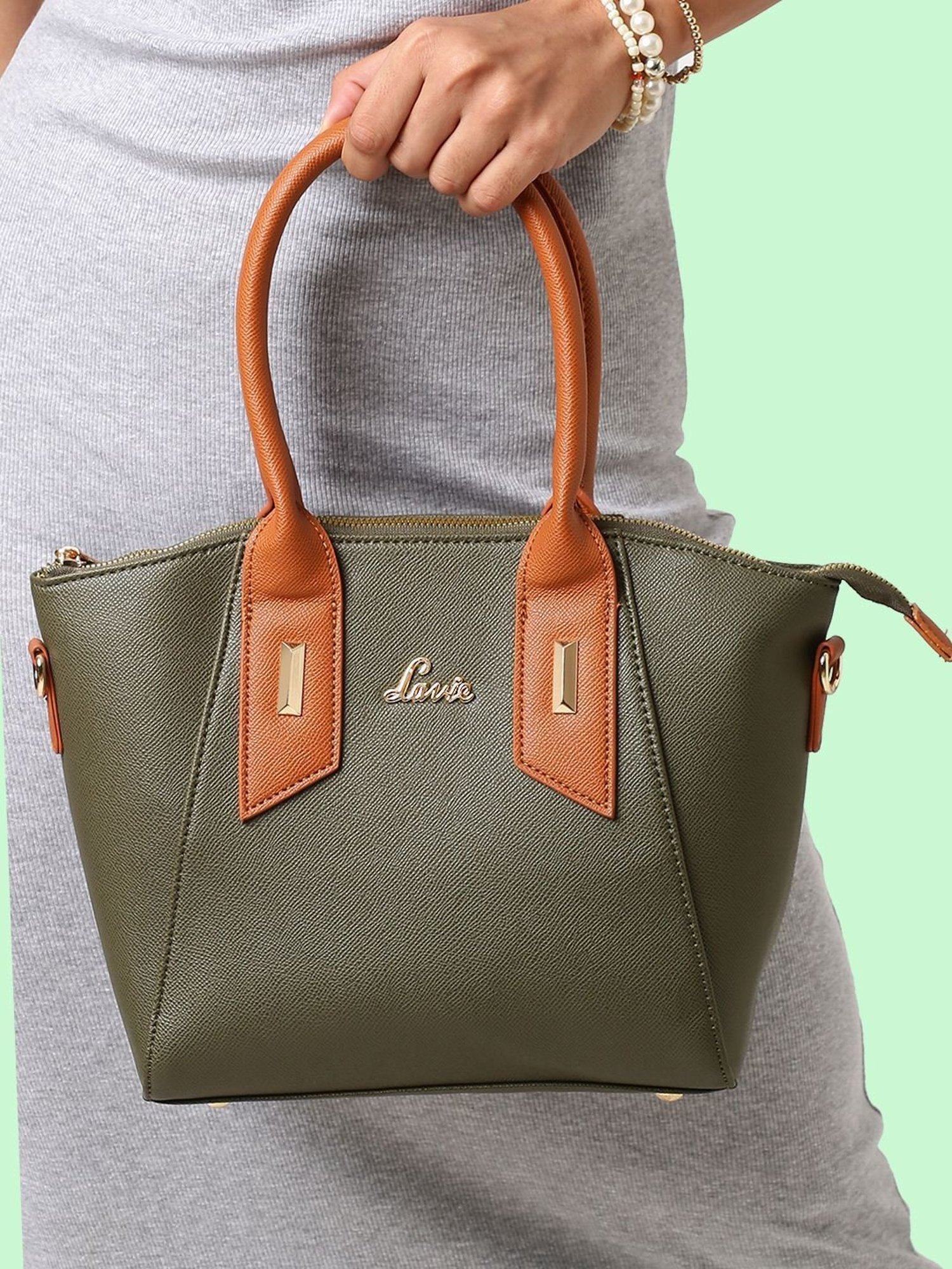 Lavie Olive Solid Large Handbag